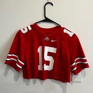 Nike Red and White Cropped Football Jersey #15